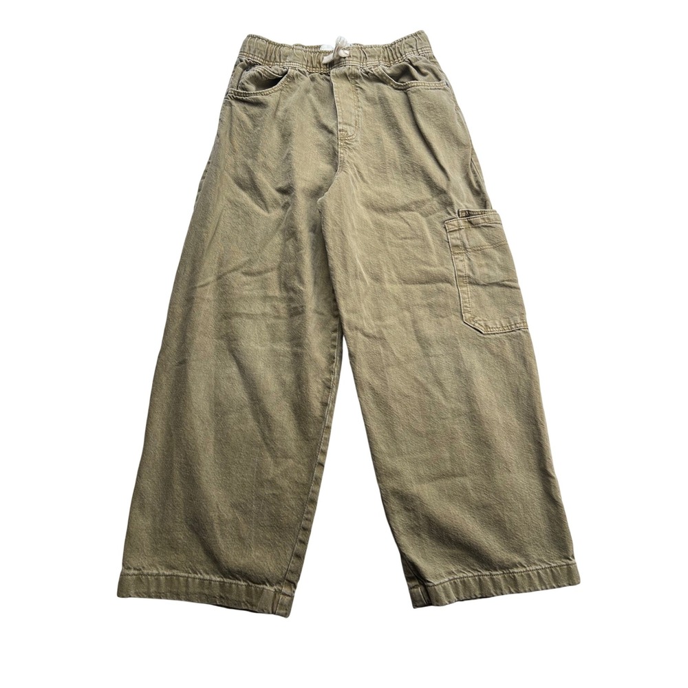 Zara Kids Khaki Tan Wide Leg Cargo Pants Elastic Waist S9-10 Skater Kidcore
